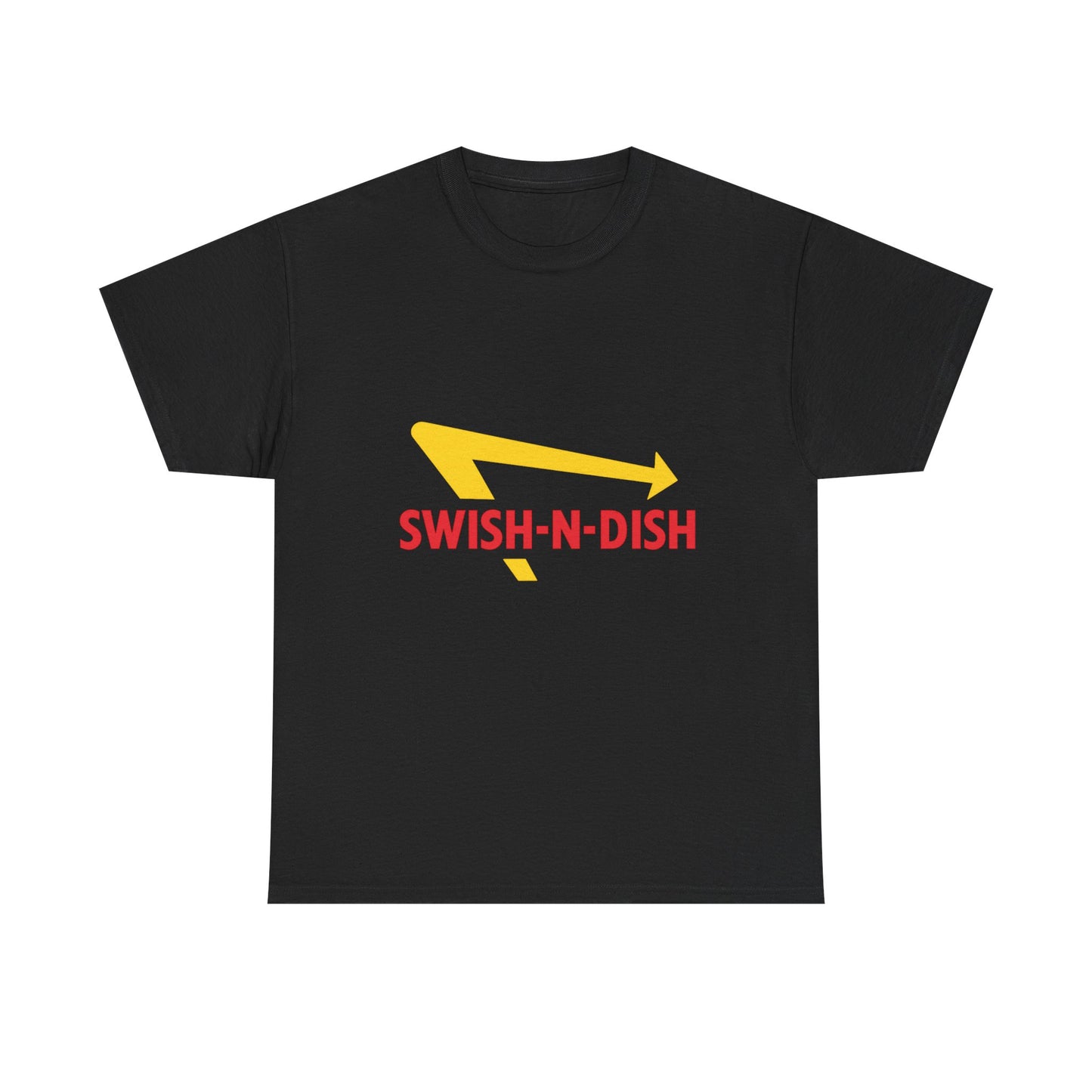 SWISH-N-DISH Unisex Heavy Cotton Tee, Casual Wear, Gift for Food Lovers, Graphic T-Shirt, Summer Outfits, Unisex Apparel