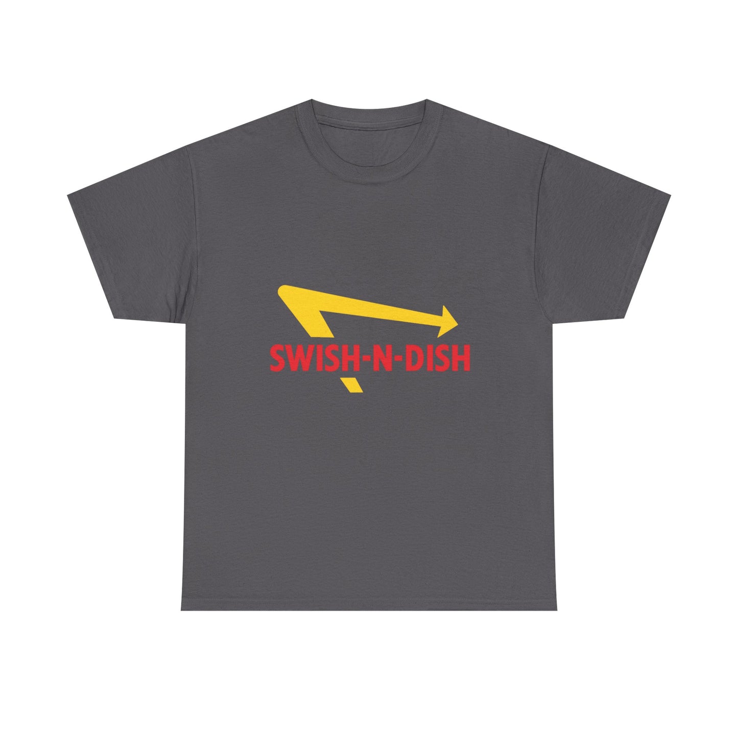 SWISH-N-DISH Unisex Heavy Cotton Tee, Casual Wear, Gift for Food Lovers, Graphic T-Shirt, Summer Outfits, Unisex Apparel