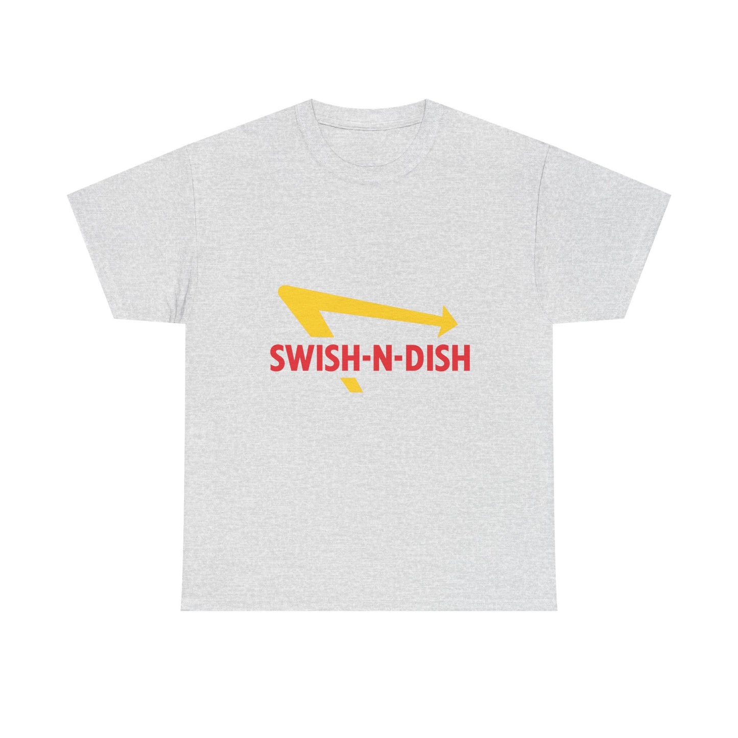 SWISH-N-DISH Unisex Heavy Cotton Tee, Casual Wear, Gift for Food Lovers, Graphic T-Shirt, Summer Outfits, Unisex Apparel