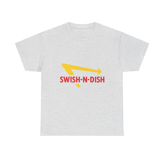 SWISH-N-DISH Unisex Heavy Cotton Tee, Casual Wear, Gift for Food Lovers, Graphic T-Shirt, Summer Outfits, Unisex Apparel