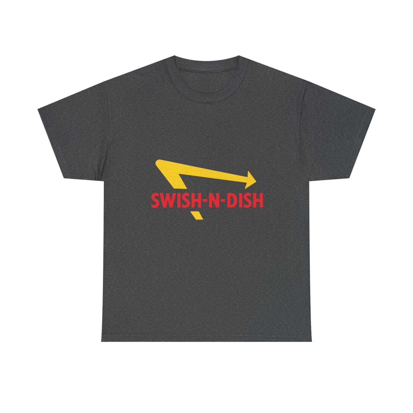 SWISH-N-DISH Unisex Heavy Cotton Tee, Casual Wear, Gift for Food Lovers, Graphic T-Shirt, Summer Outfits, Unisex Apparel