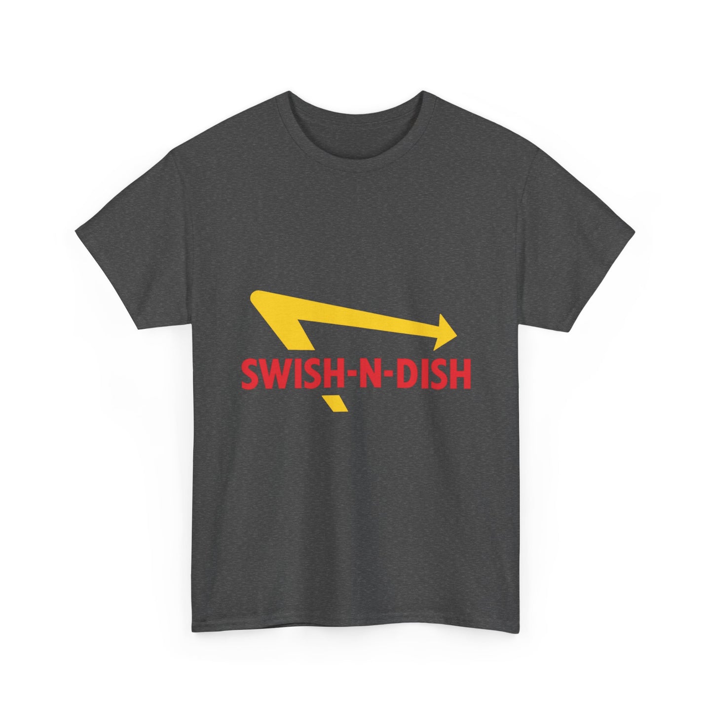 SWISH-N-DISH Unisex Heavy Cotton Tee, Casual Wear, Gift for Food Lovers, Graphic T-Shirt, Summer Outfits, Unisex Apparel
