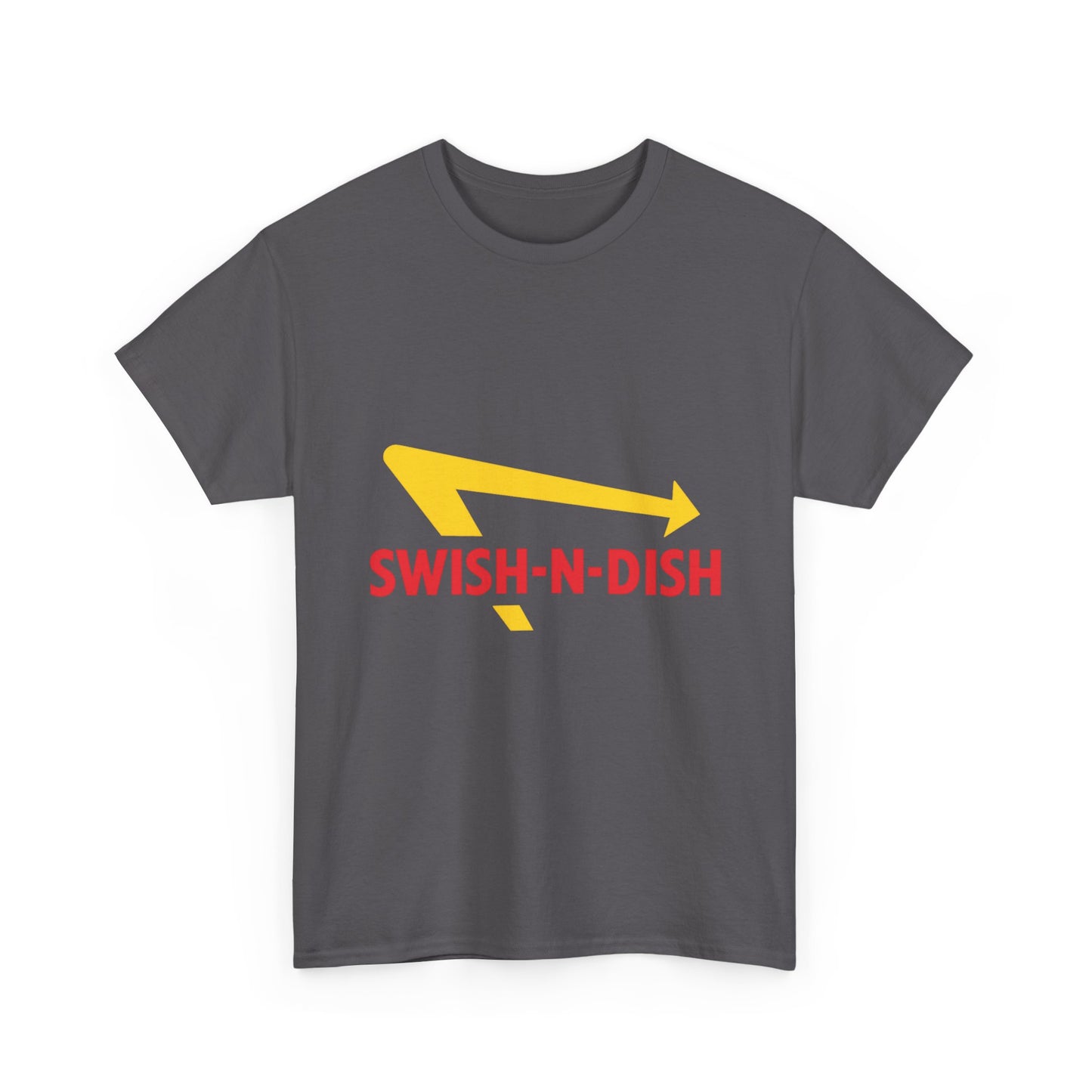 SWISH-N-DISH Unisex Heavy Cotton Tee, Casual Wear, Gift for Food Lovers, Graphic T-Shirt, Summer Outfits, Unisex Apparel