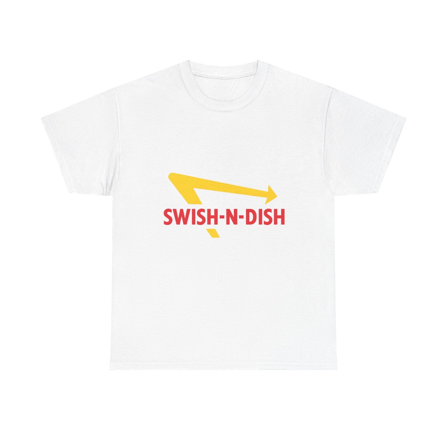 SWISH-N-DISH Unisex Heavy Cotton Tee, Casual Wear, Gift for Food Lovers, Graphic T-Shirt, Summer Outfits, Unisex Apparel
