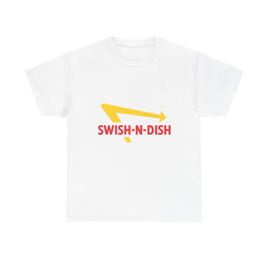 SWISH-N-DISH Unisex Heavy Cotton Tee, Casual Wear, Gift for Food Lovers, Graphic T-Shirt, Summer Outfits, Unisex Apparel